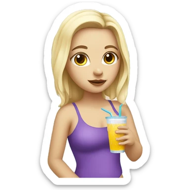 white girl at the pool with drink in hand  sticker