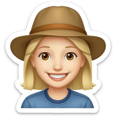 chat de couleur noir portant un chapeau avec un grand sourire sticker