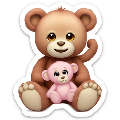 Light pink teddy bear with monkey teddy same size sticker