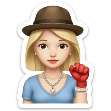 Hatted ancient girl wearing fist bone Necklaces sticker