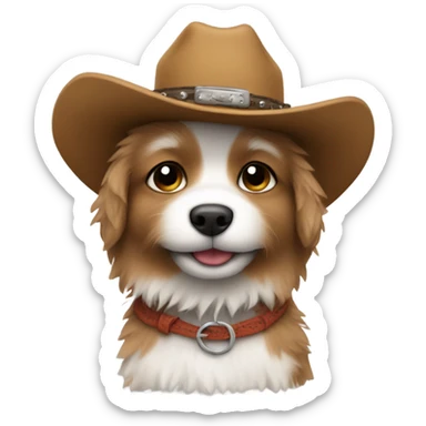Small fluffy Dog with cowboy hat  sticker