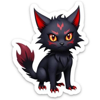 Vampiric feral futuristic gothic emo dark Litten-Noibat-Fakémon-hybrid-creature (full body) sticker