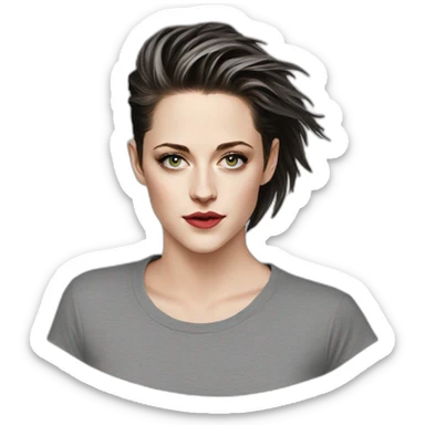 Kristen stewart gray round neck t-shirt sticker