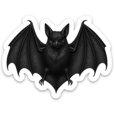 realistic goth black bat, highly detailed, no background sticker