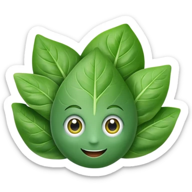 Spinach with eyes and smile without human face sticker