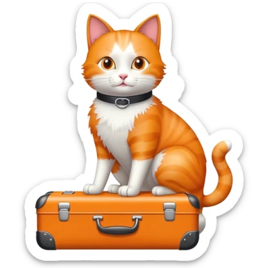 Cat driving a motorized suitcase with wheels sticker