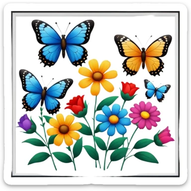 flowers butterflies frame certificates for kids sticker