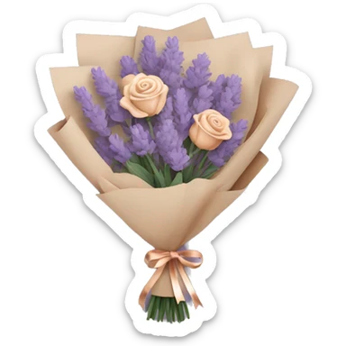 lavender bouquet with a rose gold ribbon and beige paper  sticker