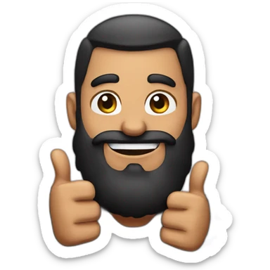 black beard happy Face thumbs up pose hairstyle sticker