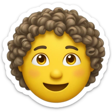 Yellow roumd face with curly hair smiling sticker