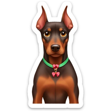 Red Doberman pinscher with bows sticker