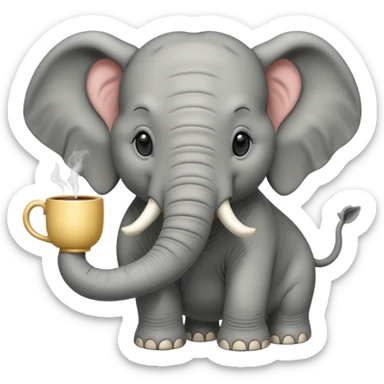 elephant with tea cup sticker