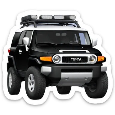 Black Toyota FJ cruiser with big all terrain tires sticker