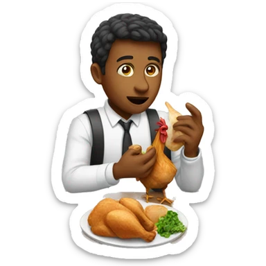 Someone eating chicken sticker