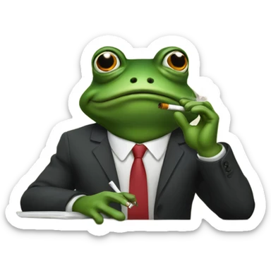 business frog smoking sticker