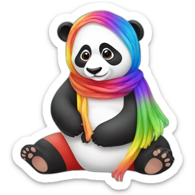 Rode panda met nog een rode panda en allebei een Rainbow sjaal om sticker