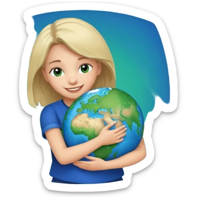 girl hugging the world sticker