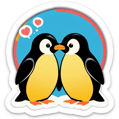 Penguin kissing bee  sticker