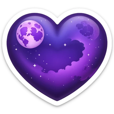 dark purple heart with a purple Moon sticker
