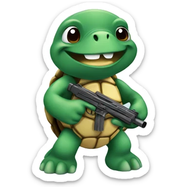 Turtle with gun sticker