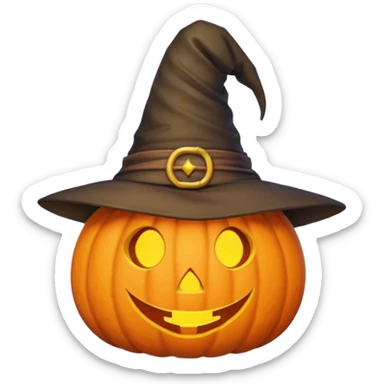 Cute Pumpkin wearing a witch hat sticker