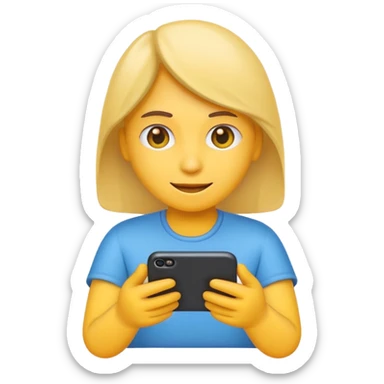 Emoji of a person typing on their smartphone. Simple emoji style, flat design, bright colors, thick outlines. sticker