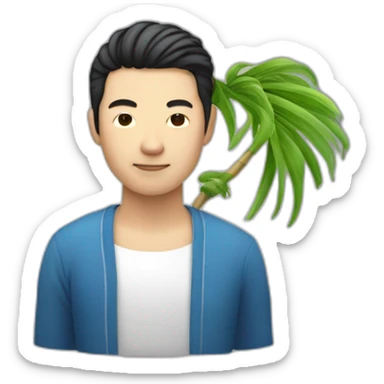 Homme chinois avec un palmier sur la tête sticker