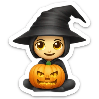 mini puro changed sit head pumpkin art style halloween sticker