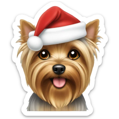 Yorkie with a Santa hat sticker