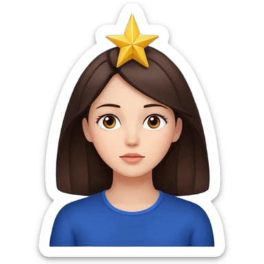 brunette woman thinking with a star above her head, night background sticker