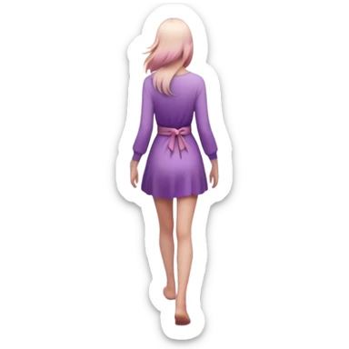 A small figure walks back across a foggy bridge, holding soft pink and purple orbs in each hand—symbolizing compassion and forgiveness. A gentle heart aura trails behind them, showing healing in motion. sticker