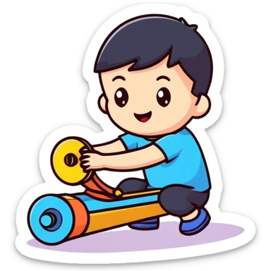 cute child playing sticker