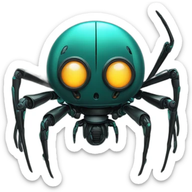 Evil spider robot aqua black sticker