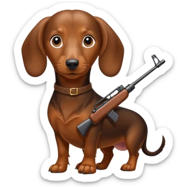 Dachshund dog Holding M16 sticker