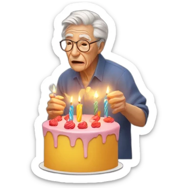 old person blowing out candles in 2027 sticker