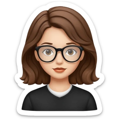 Pretty girl with sport brown wave hair with black glasses sticker