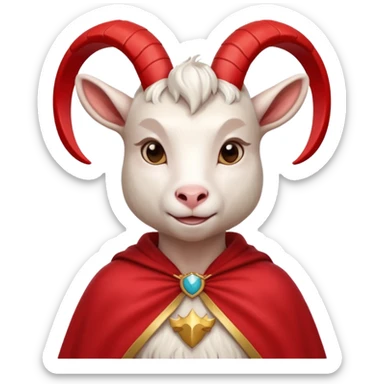 white female goat wearing a read cape like superman sticker