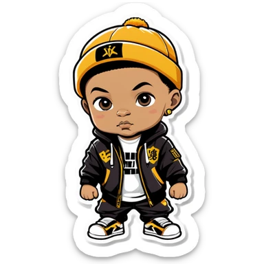 Black and Asian baby general with urban hip hop gear sticker