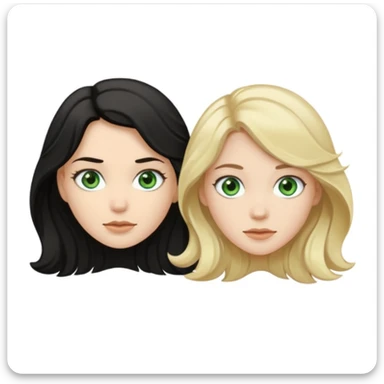 wavy black haired and pale skined green eyed girl with dark golden blonde wavy haired pale skined light grey blue eyed girl sticker