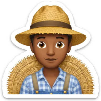 A black guy working at a farm sticker
