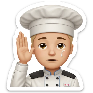 Chef saluting while crying  sticker