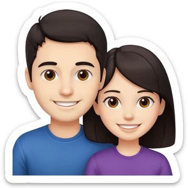 Brother ans sister, white skin, dark hair sticker