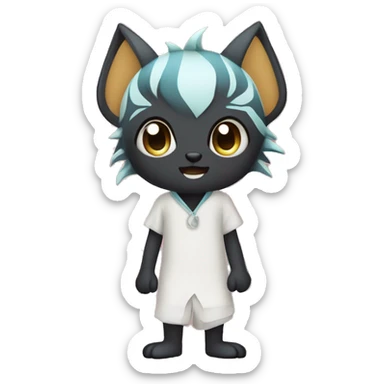 an edgy cute kawaii vernid-fionbri with splash patterns full body sticker