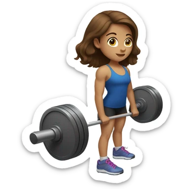 Girl with brown hair doing weightlifting  sticker