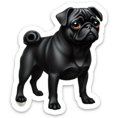 A cyberpunk black pug in Art Nouveau style during 1910 sticker