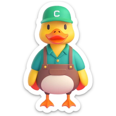 animal crossing character, duck farmer sticker