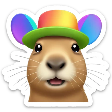 Rainbow propeller hat capybara sticker