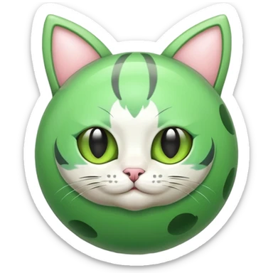 Cute green ball with cat ears with wheels sticker