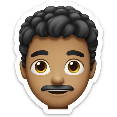 A boy that has dark hair with his mouth very big sticker