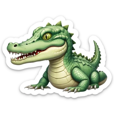 zombie monstrous pale skinned decaying greenish white alligator, vicious, boss monster sticker